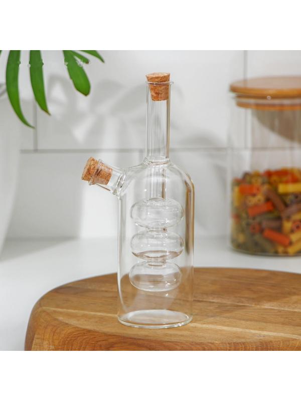 Бутыль стеклянная для соуса и масла 2 в 1 «Фьюжн», 250/100 мл, 8×6×20 см