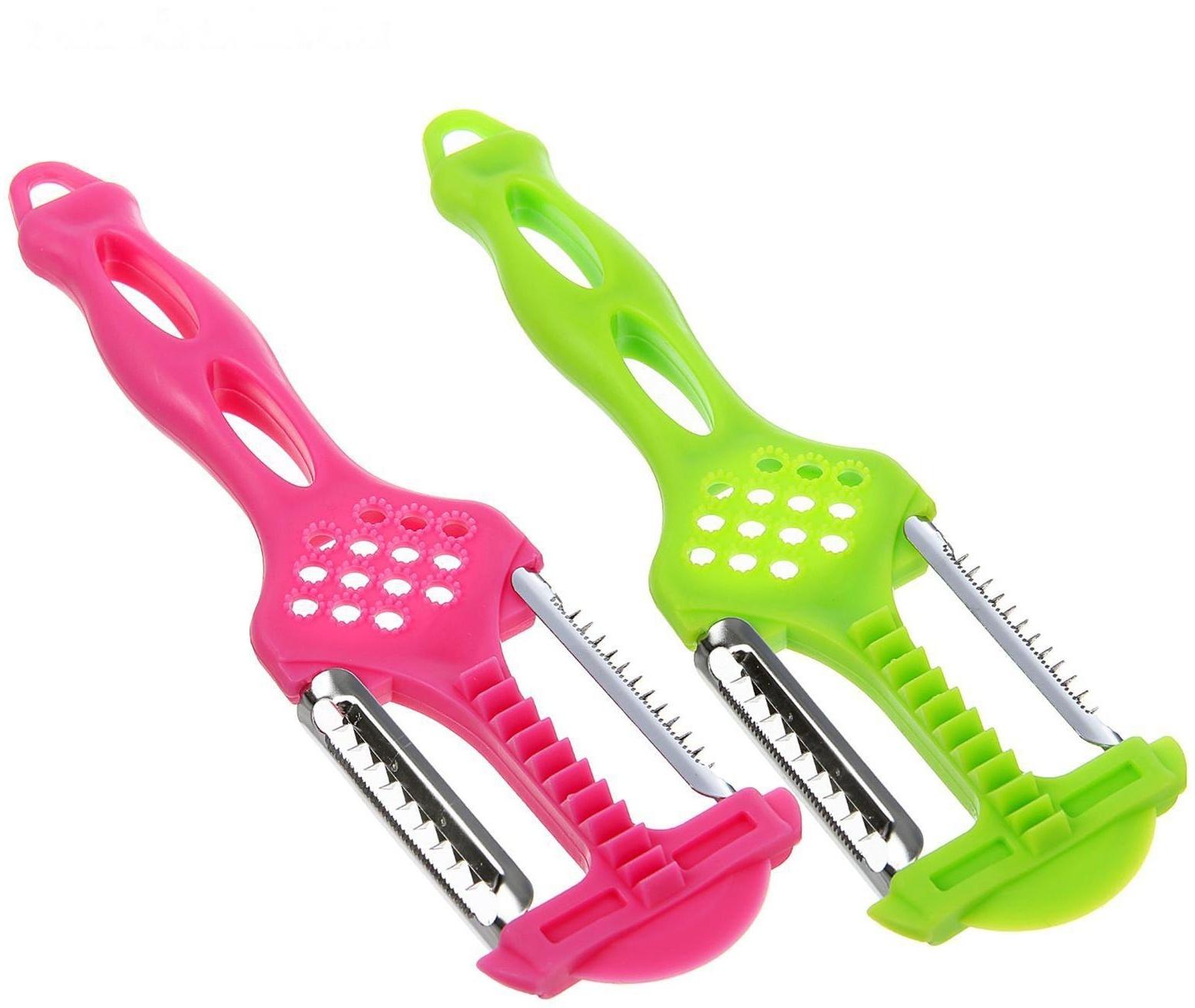 Овощерезка фигурная/овощечистка/шинковка/тёрка/рыбочистка Доляна, 5 в 1, 21,5×6 см, цвет оранжевый