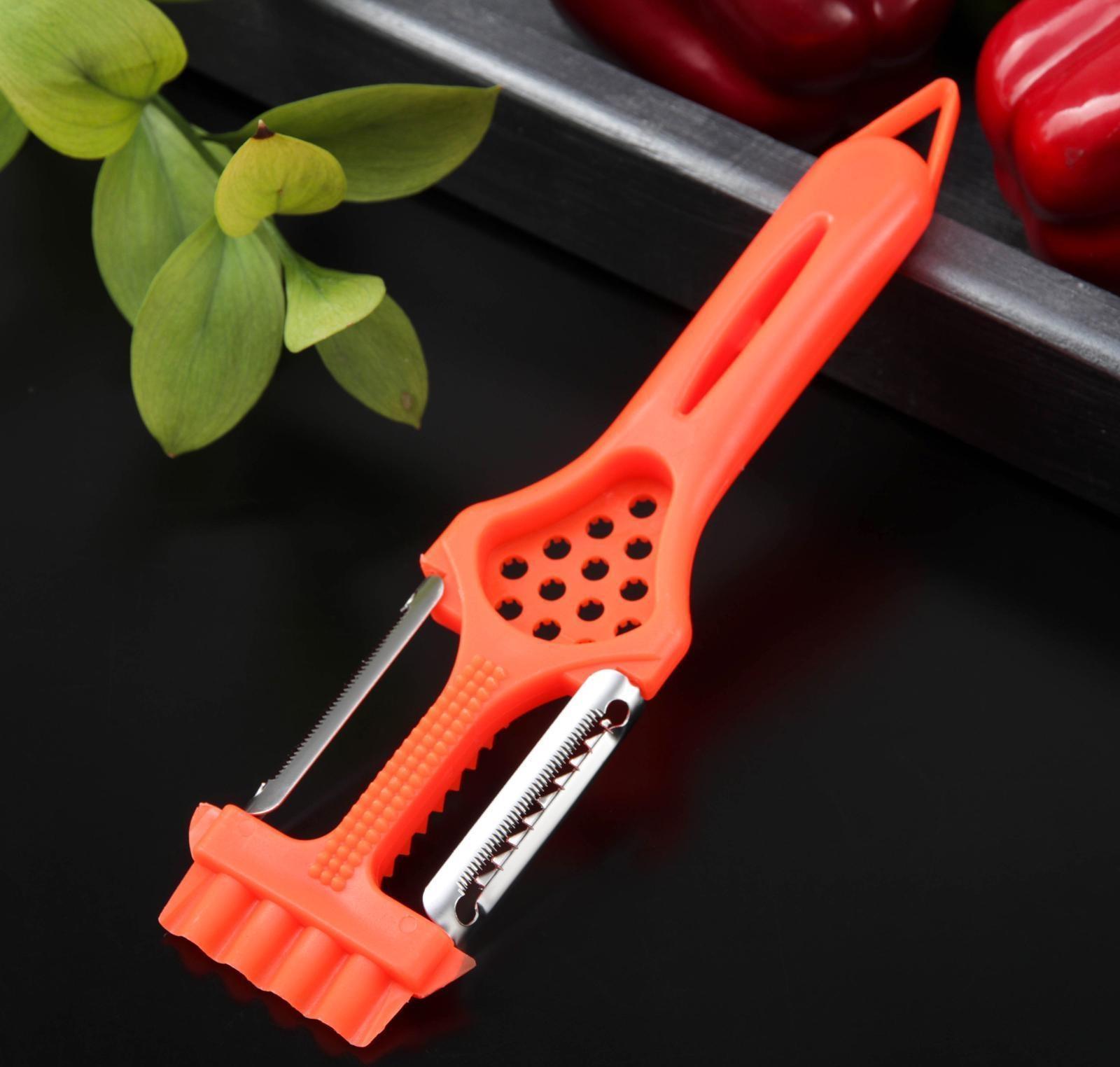 Овощерезка фигурная/овощечистка/шинковка/тёрка/рыбочистка Доляна, 5 в 1, 21,5×6 см, цвет оранжевый