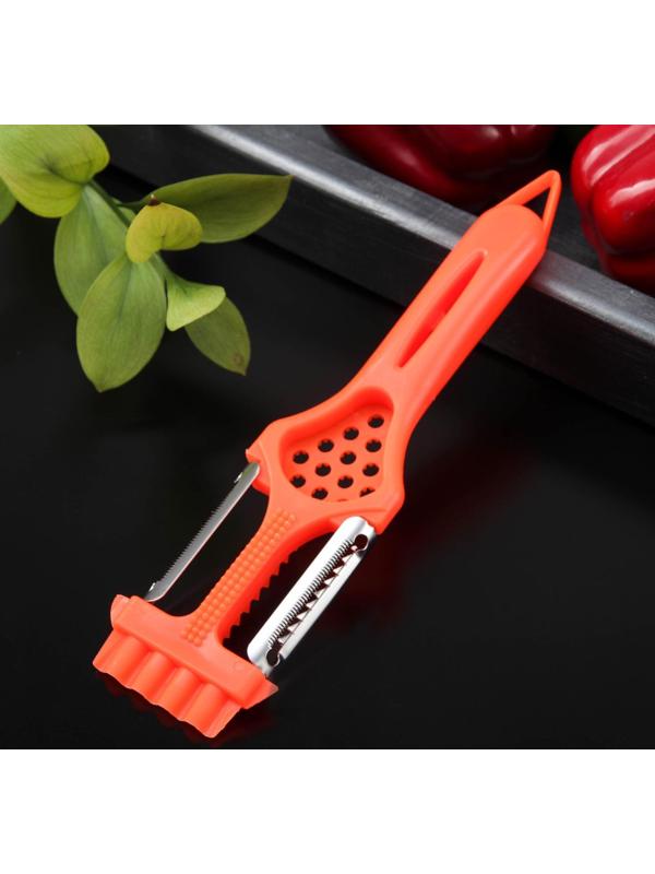 Овощерезка фигурная/овощечистка/шинковка/тёрка/рыбочистка Доляна, 5 в 1, 21,5×6 см, цвет оранжевый