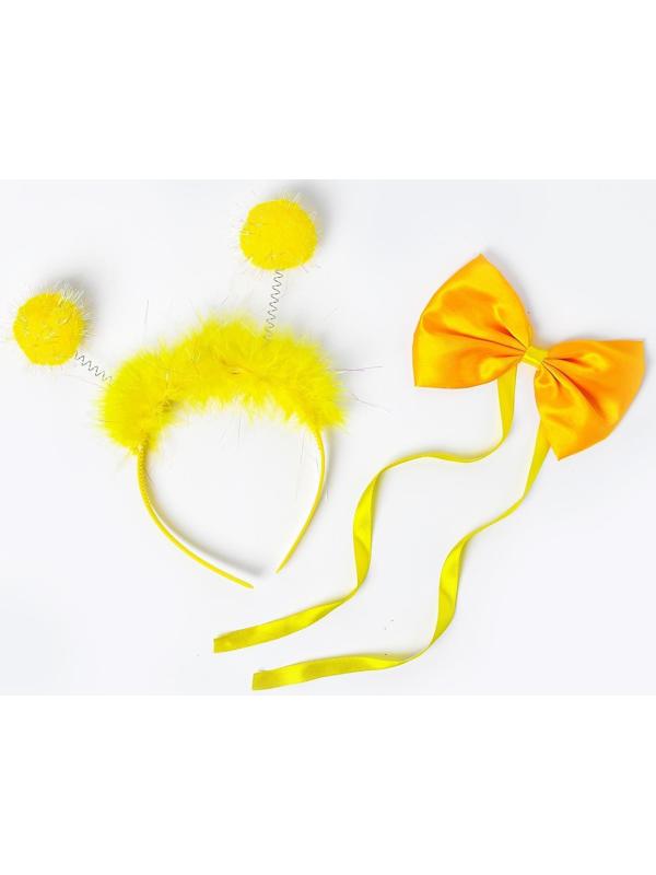 Карнавальный набор «Помпушки», 2 предмета: ободок, бабочка, цвет жёлтый