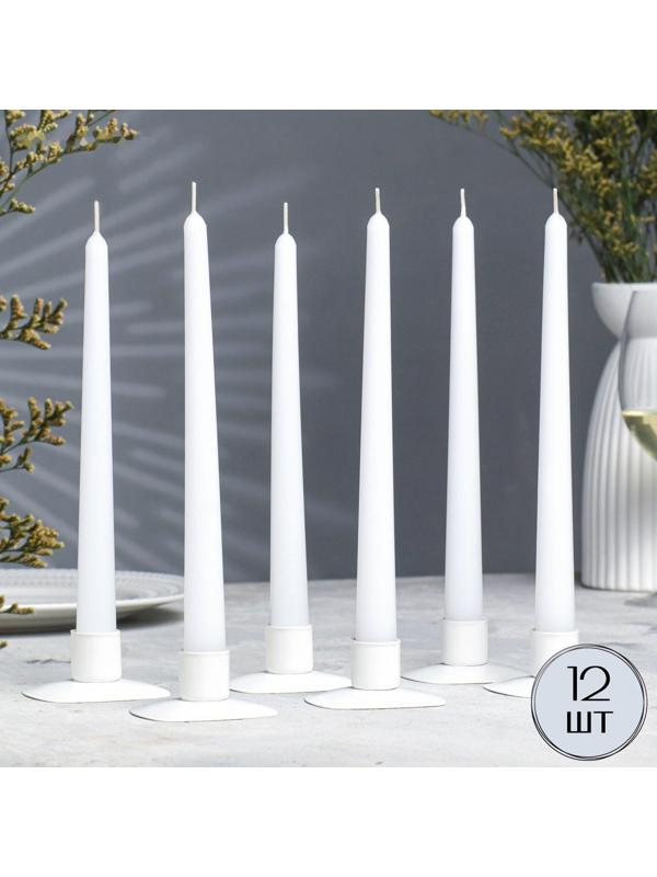 Набор свечей античных, 2,3х 24,5 см, 5 ч, 55 г, 12 штук, белый