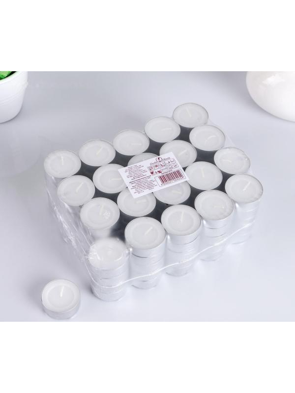 Набор чайных свечей, 3,8х1,6 см, 3,5 ч, 12 г, 100 штук, белый