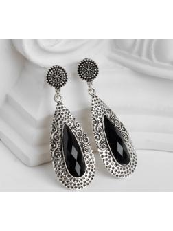 Серьги висячие со стразами 