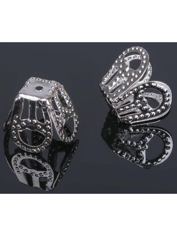 Шапочки для бусин (набор 20шт), СМ-094, 7х10 мм, цвет серебро