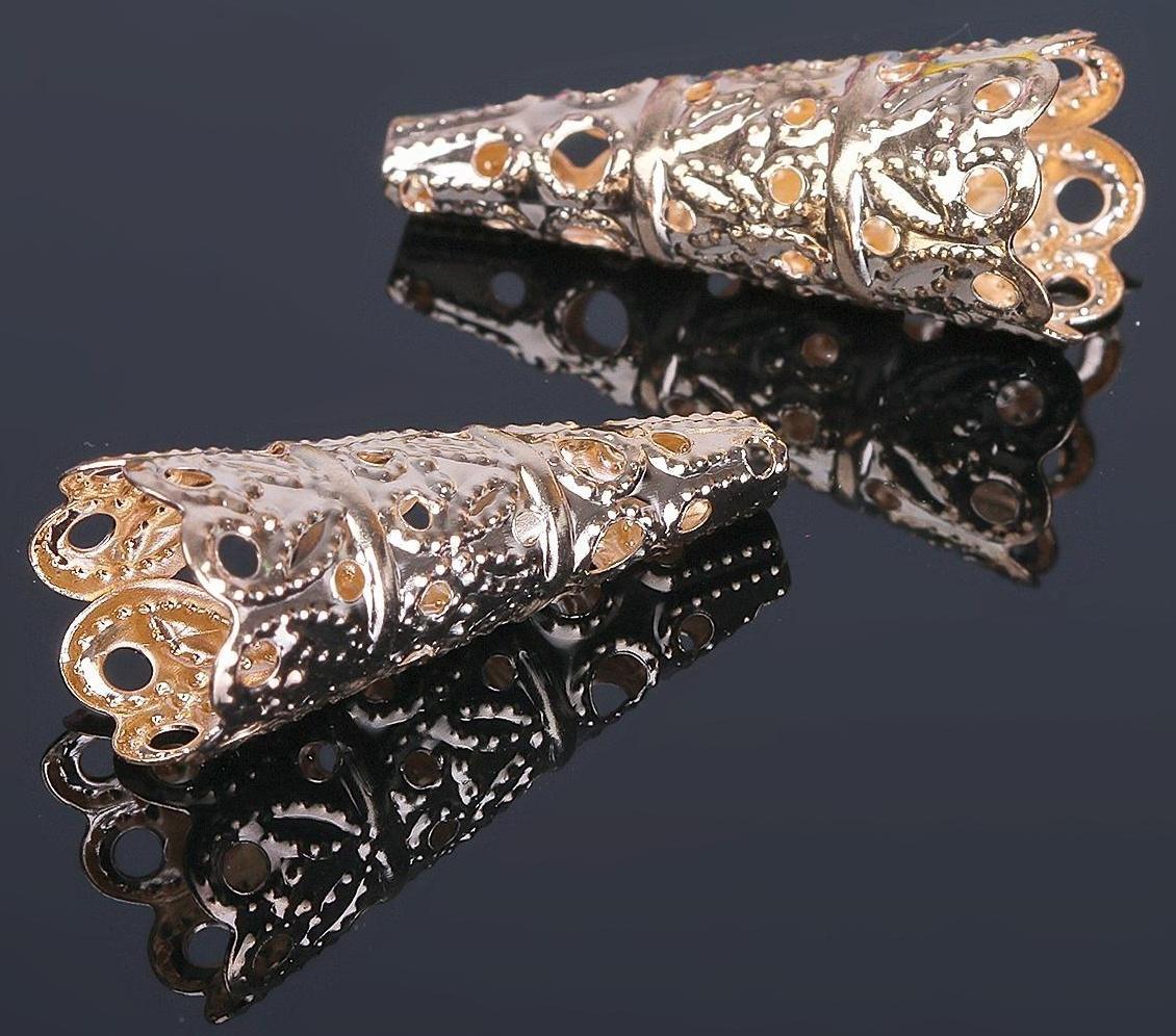 Шапочки для бусин (набор 10шт), СМ-103-1, 30 х 14 мм, цвет золото