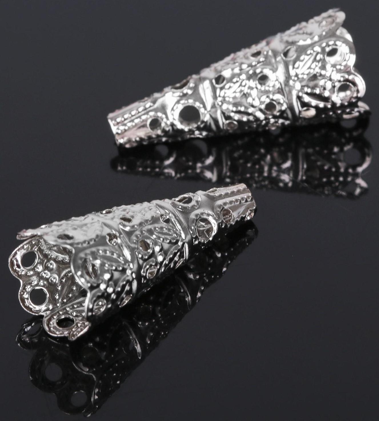 Шапочки для бусин (набор 10шт), СМ-103-1, 30х14 мм, цвет серебро