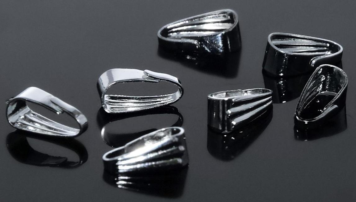 Держатель для кулонов, зажим (набор 20шт) 8 х 4мм, цвет серебро