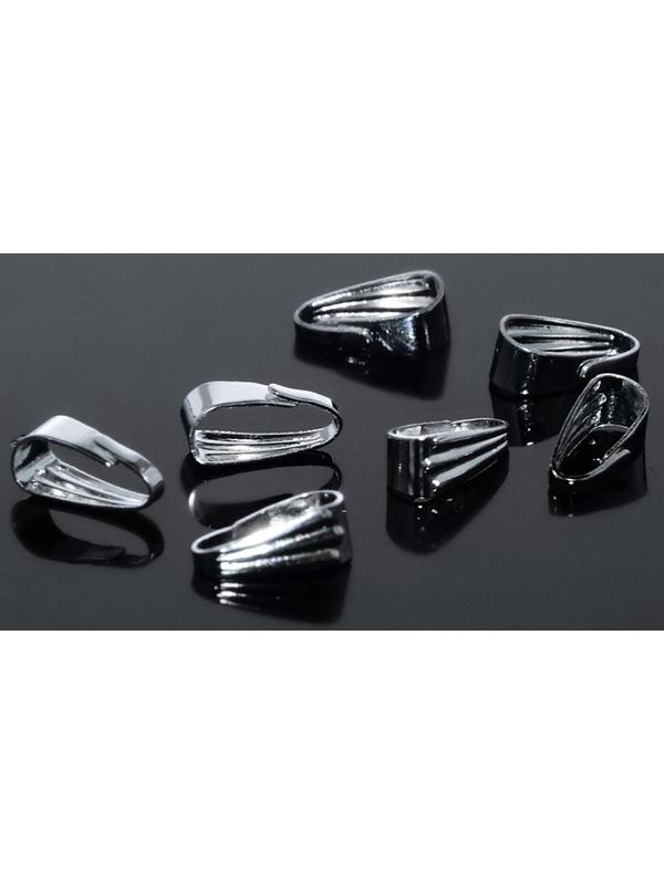 Держатель для кулонов, зажим (набор 20шт) 8 х 4мм, цвет серебро