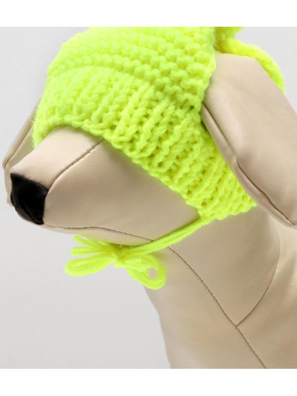 Вязанная шапочка с помпоном, XS-S, обхват головы 22 см, высота шапки 7,5 см, МИКС