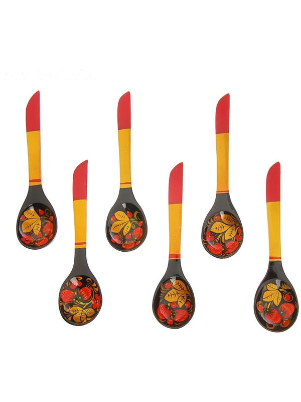 Ложка салатная «Хохлома», люкс, микс