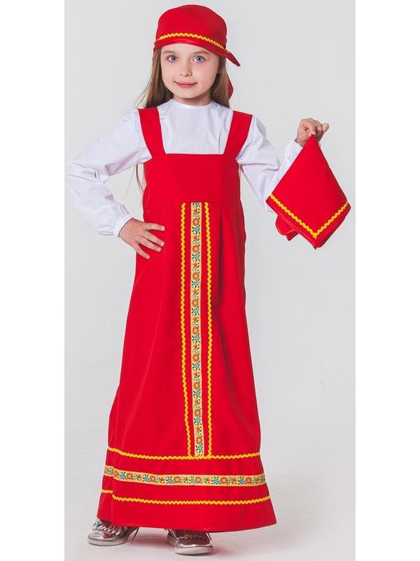 Карнавальный костюм «Матрёшка», платок, сарафан, косынка, рубашка, рост 122-128 см, 6-7 лет