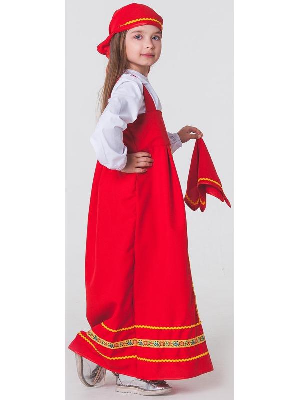 Карнавальный костюм «Матрёшка», платок, сарафан, косынка, рубашка, рост 122-128 см, 6-7 лет