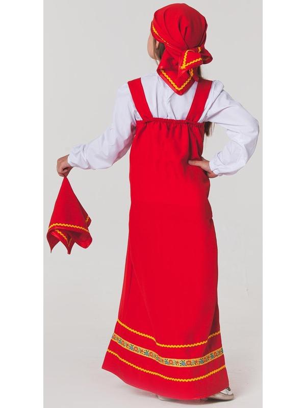 Карнавальный костюм «Матрёшка», платок, сарафан, косынка, рубашка, рост 122-128 см, 6-7 лет