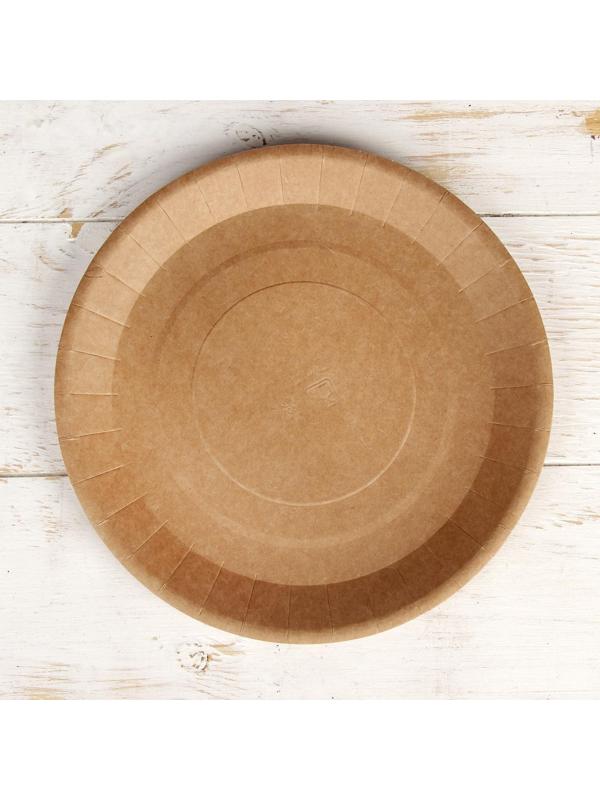 Бумажная тарелка крафт 23 х 23 см