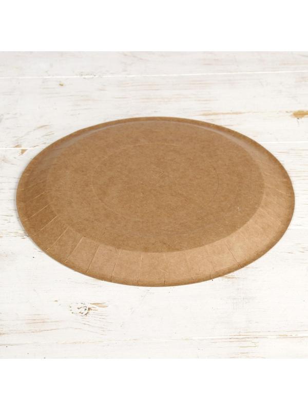 Бумажная тарелка крафт 23 х 23 см