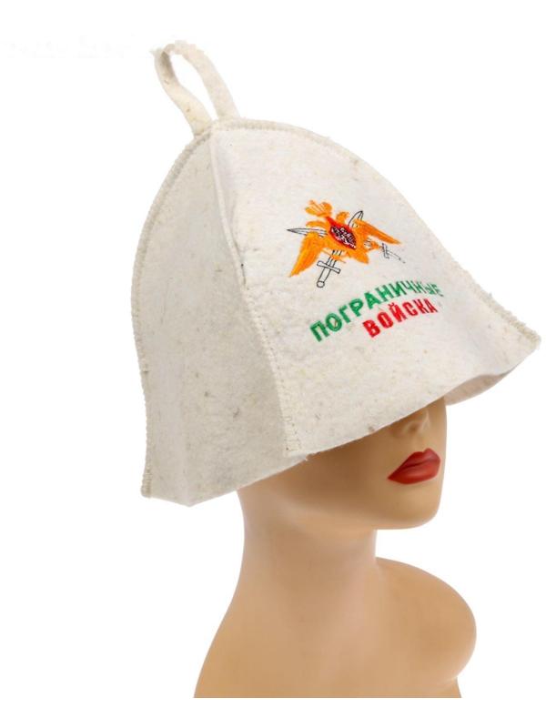 Шапка для бани из белого войлока 