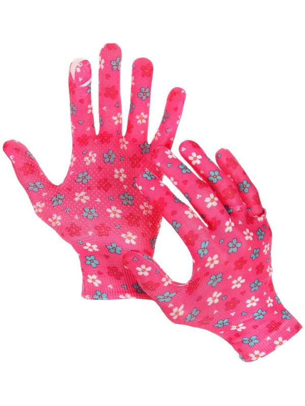 Перчатки нейлоновые, с ПВХ точками, размер 8, МИКС, «Цветы»