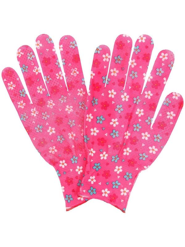 Перчатки нейлоновые, с ПВХ точками, размер 8, МИКС, «Цветы»