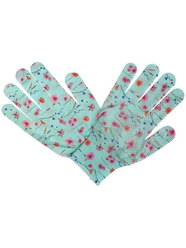 Перчатки нейлоновые, с ПВХ точками, размер 8, МИКС, «Цветы»