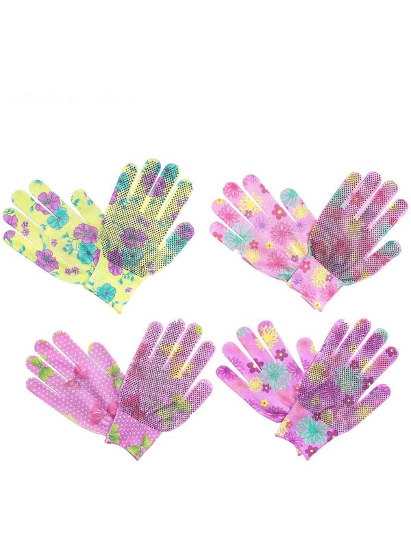 Перчатки нейлоновые, с ПВХ точками, размер 8, МИКС, «Цветы»