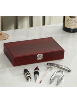 Набор для вина, 5 предметов: штопор, каплеуловитель, пробка, термометр, резец для фольги