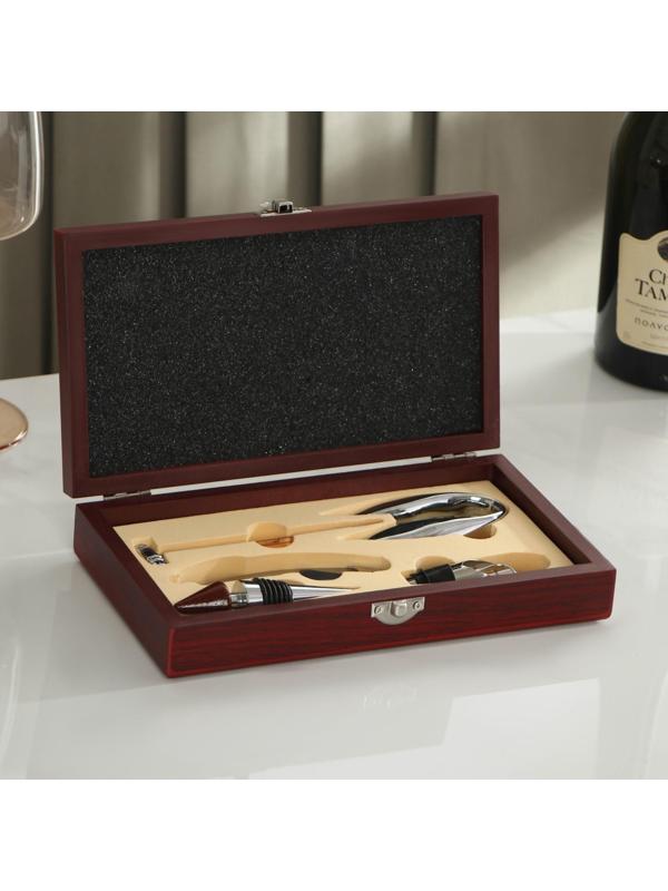 Набор для вина, 5 предметов: штопор, каплеуловитель, пробка, термометр, резец для фольги