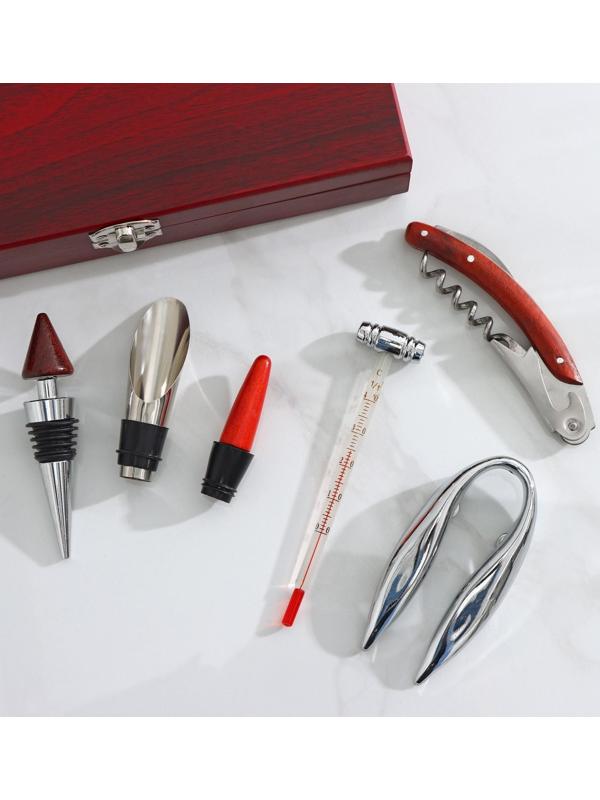 Набор для вина, 5 предметов: штопор, каплеуловитель, пробка, термометр, резец для фольги