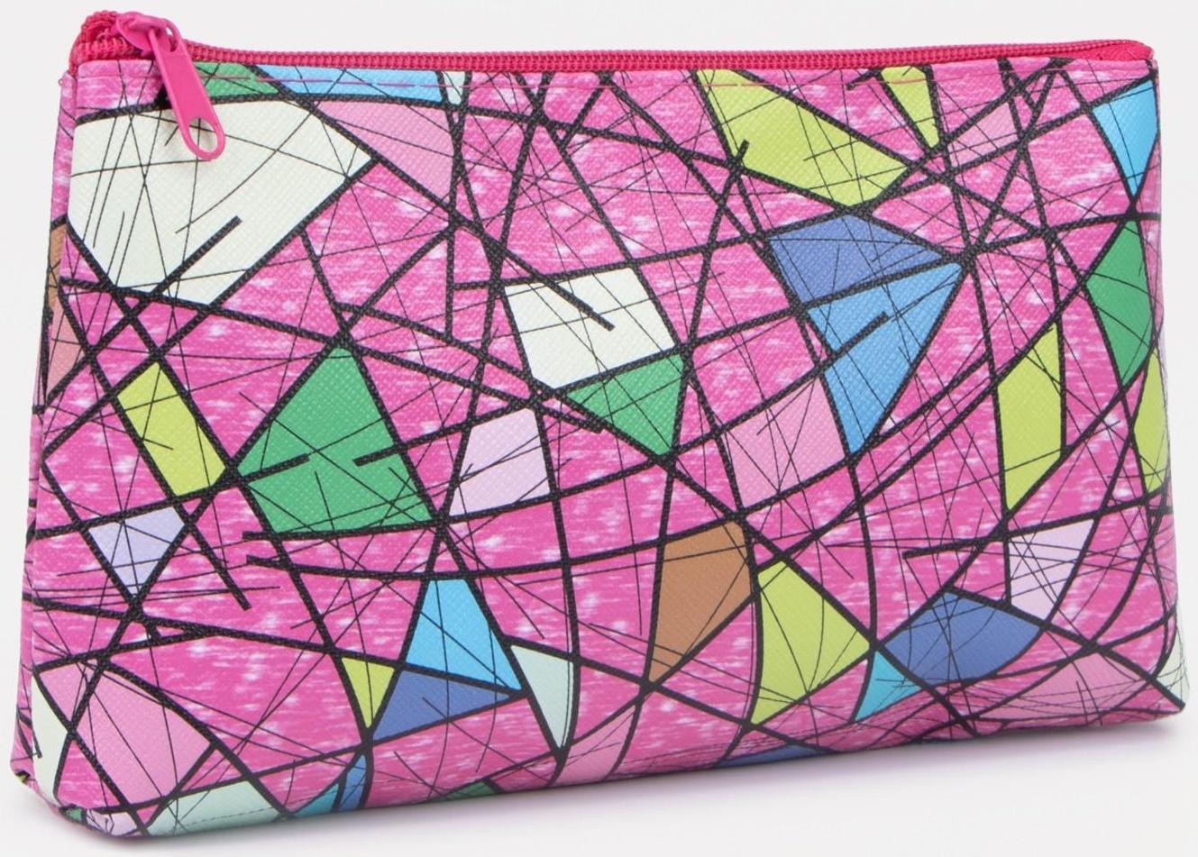Косметичка на молнии, цвет розовый/разноцветный