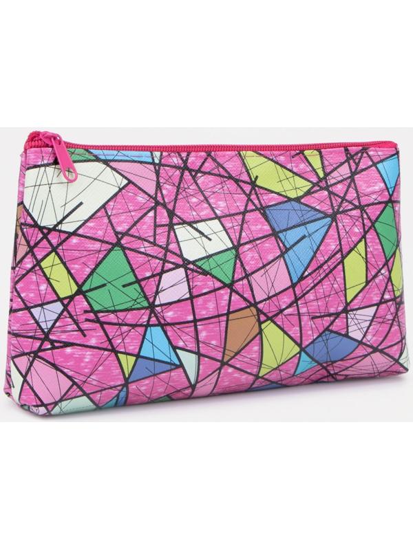 Косметичка на молнии, цвет розовый/разноцветный