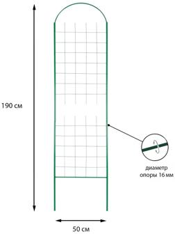 Шпалера, 190 × 50 × 1.6 см, металл, зелёная, «Сетка разборная»