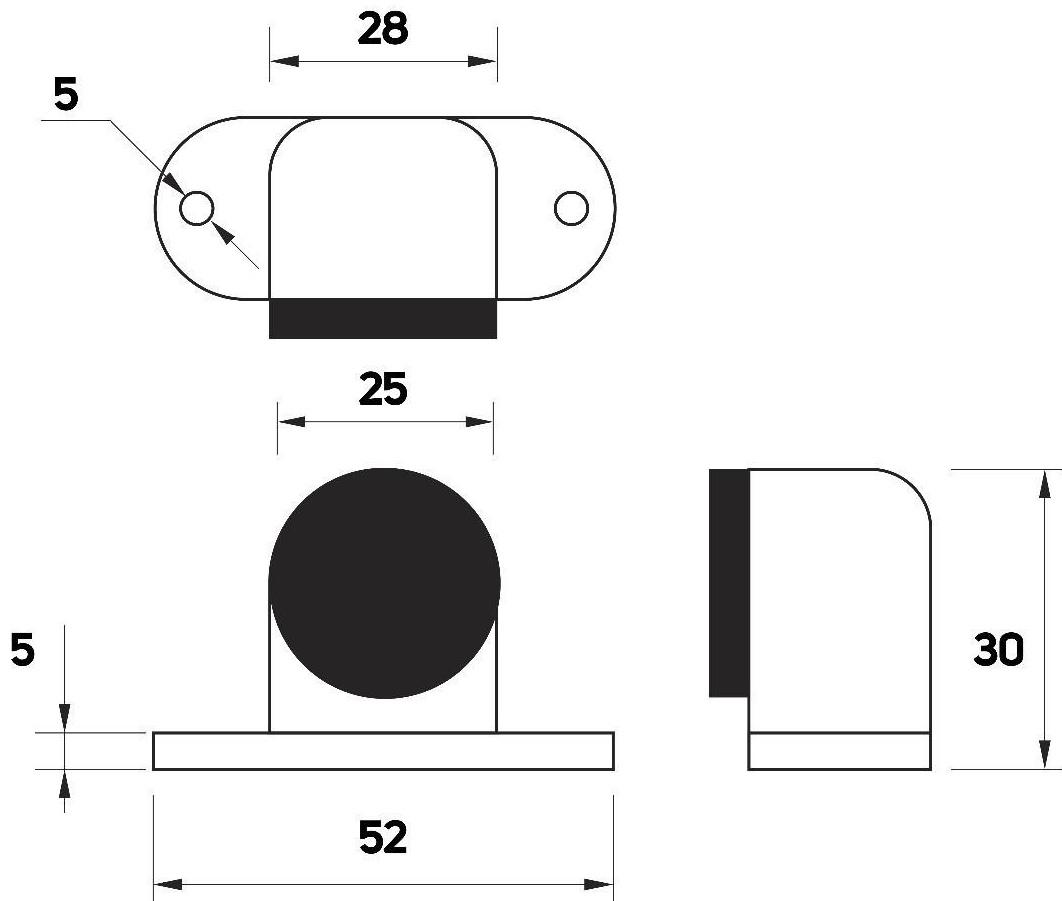Упор дверной U104GP, d=25 мм, h=30 мм, цвет золото