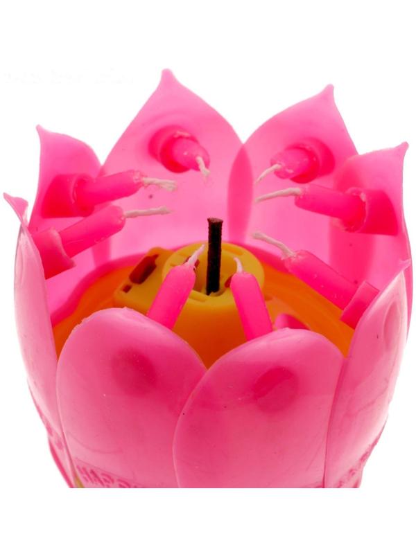 Свеча цветок в торт музыкальная, розовая