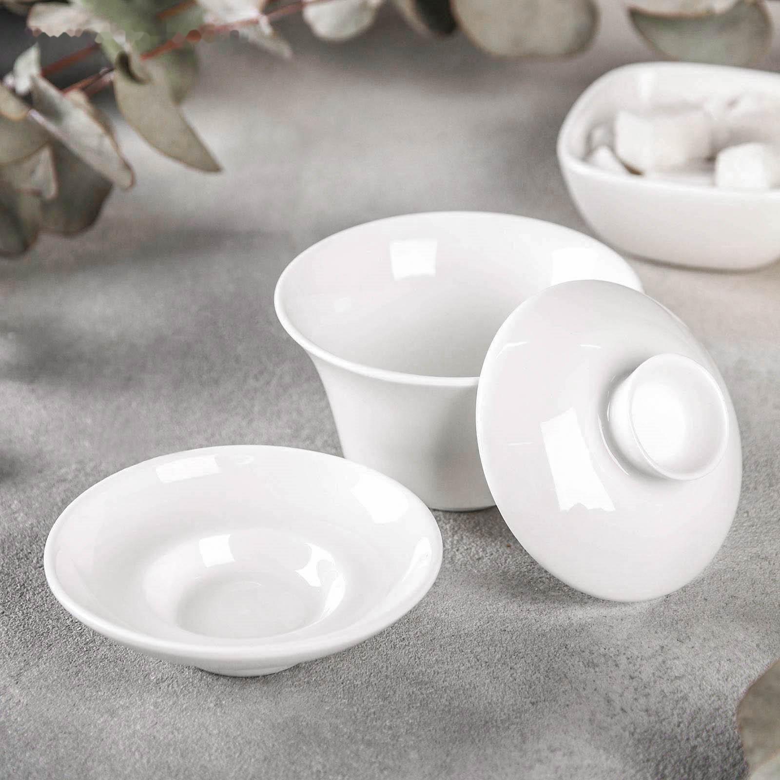 Чаша фарфоровая заварочная Wilmax «Гайвань», 120 мл, цвет белый, 1 набор