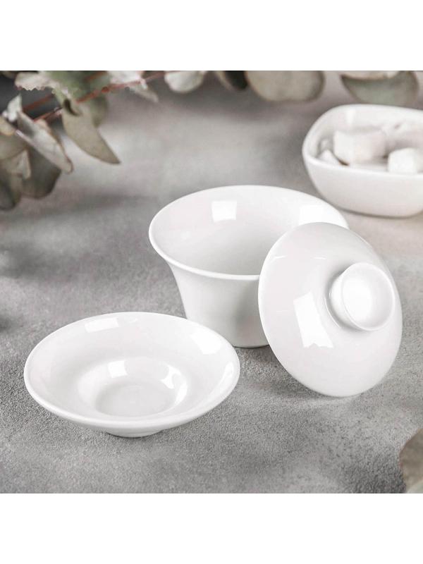 Чаша фарфоровая заварочная Wilmax «Гайвань», 120 мл, цвет белый, 1 набор