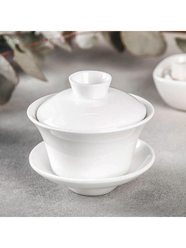 Чаша фарфоровая заварочная Wilmax «Гайвань», 120 мл, цвет белый, 1 набор