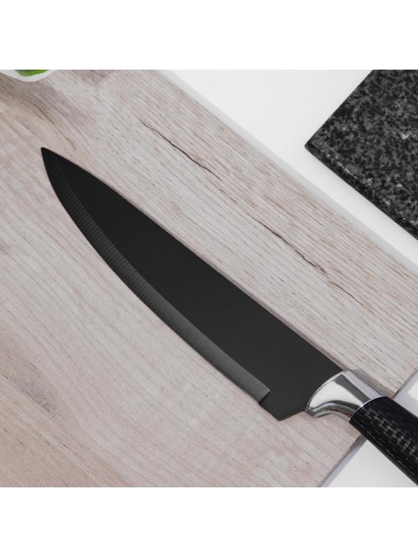 Нож с антиналипающим покрытием Доляна «Супер-блэк», лезвие 20 см, цвет чёрный