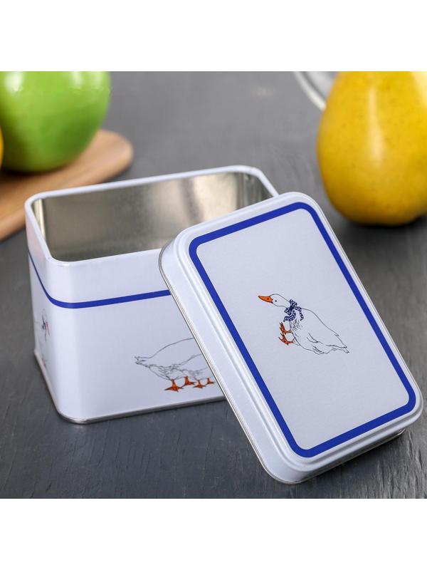 Банка для сыпучих продуктов «Гуси», 400 мл, прямоугольная, цвет белый