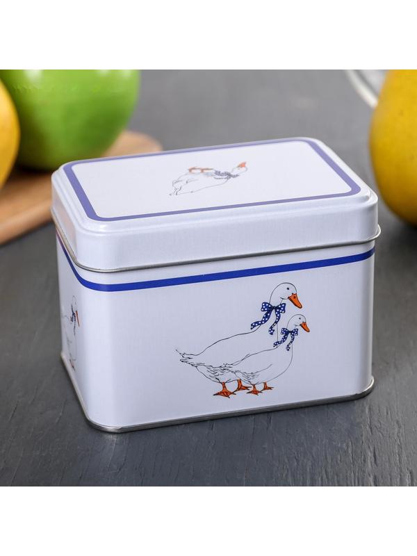 Банка для сыпучих продуктов «Гуси», 400 мл, прямоугольная, цвет белый