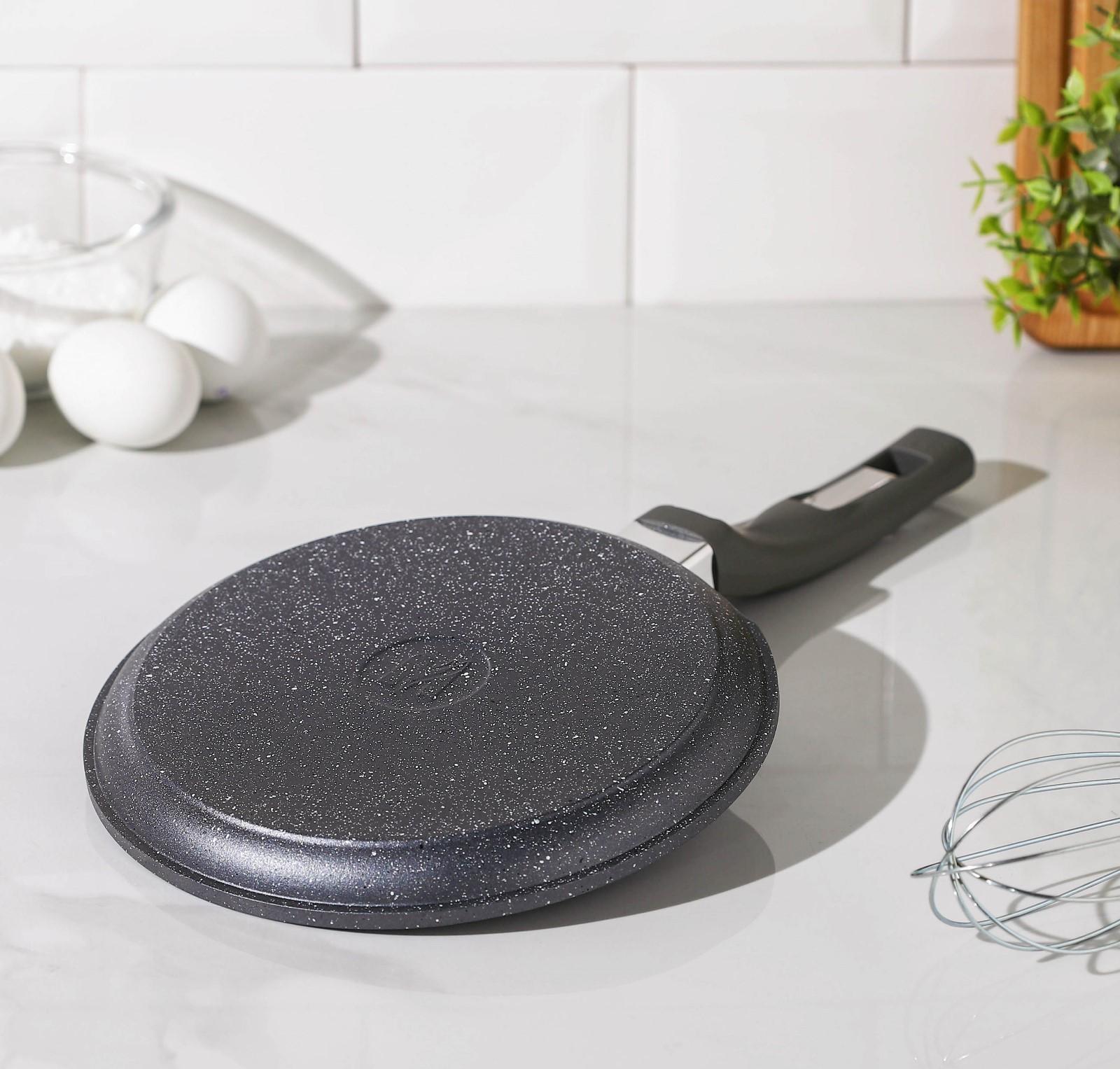 Сковорода блинная «Гранит», d=20 см, пластиковая ручка, антипригарное покрытие, цвет серый