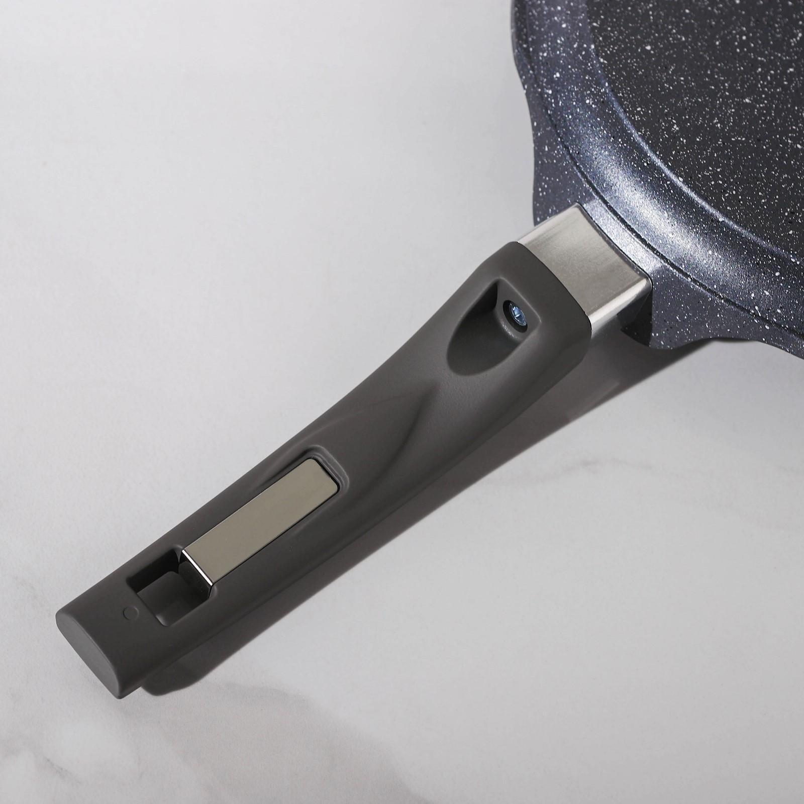 Сковорода блинная «Гранит», d=20 см, пластиковая ручка, антипригарное покрытие, цвет серый