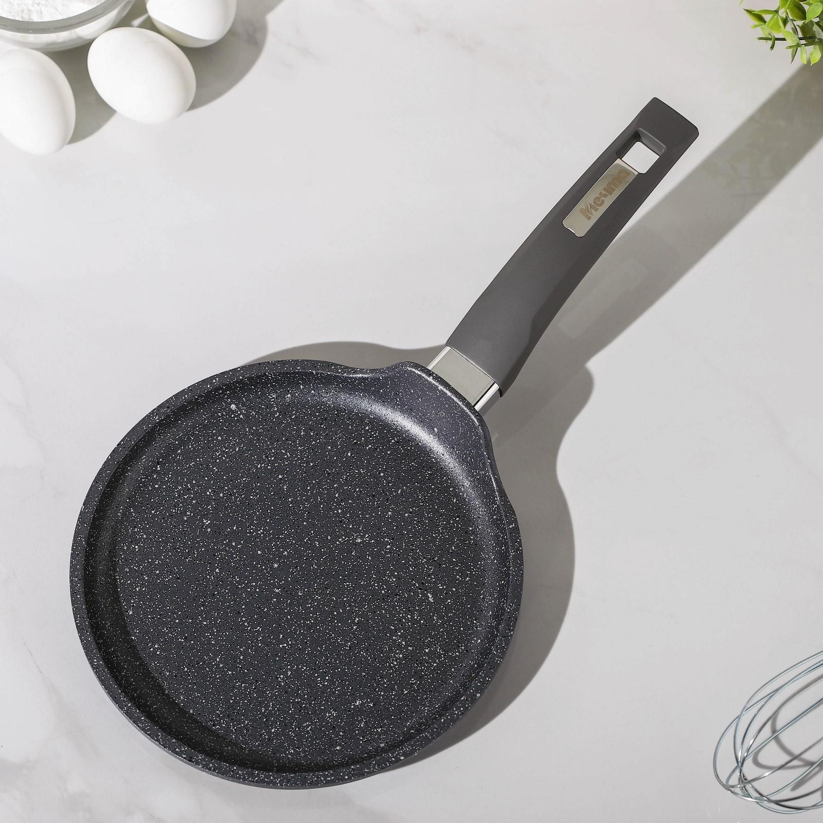 Сковорода блинная «Гранит», d=20 см, пластиковая ручка, антипригарное покрытие, цвет серый