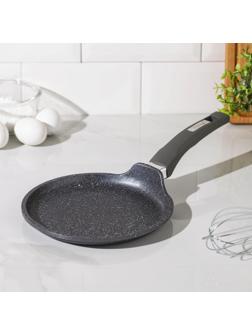 Сковорода блинная «Гранит», d=20 см, пластиковая ручка, антипригарное покрытие, цвет серый