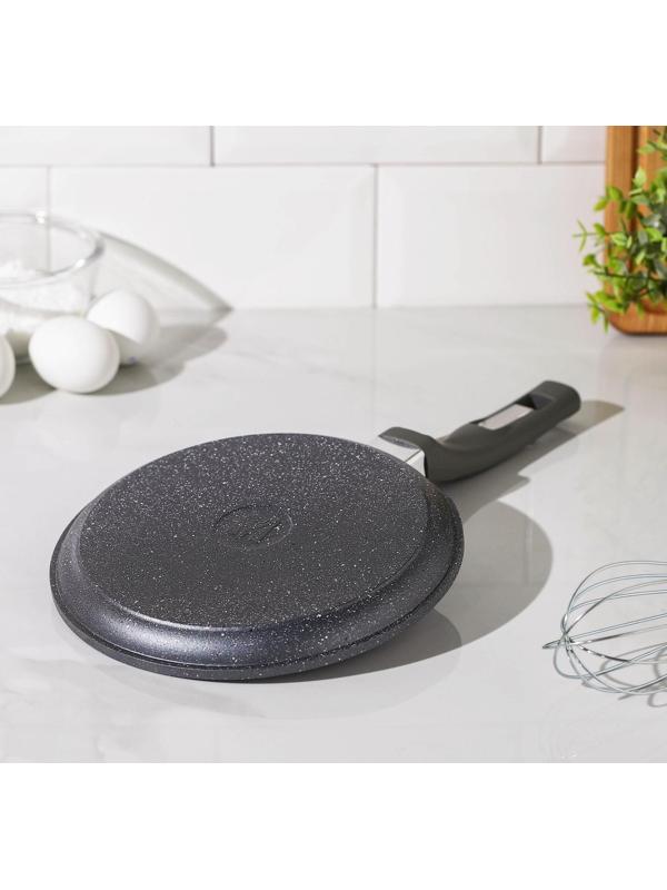 Сковорода блинная «Гранит», d=20 см, пластиковая ручка, антипригарное покрытие, цвет серый