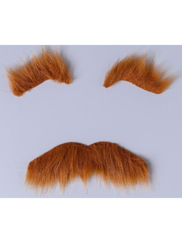 Карнавальные усы с бровями, цвет коричневый