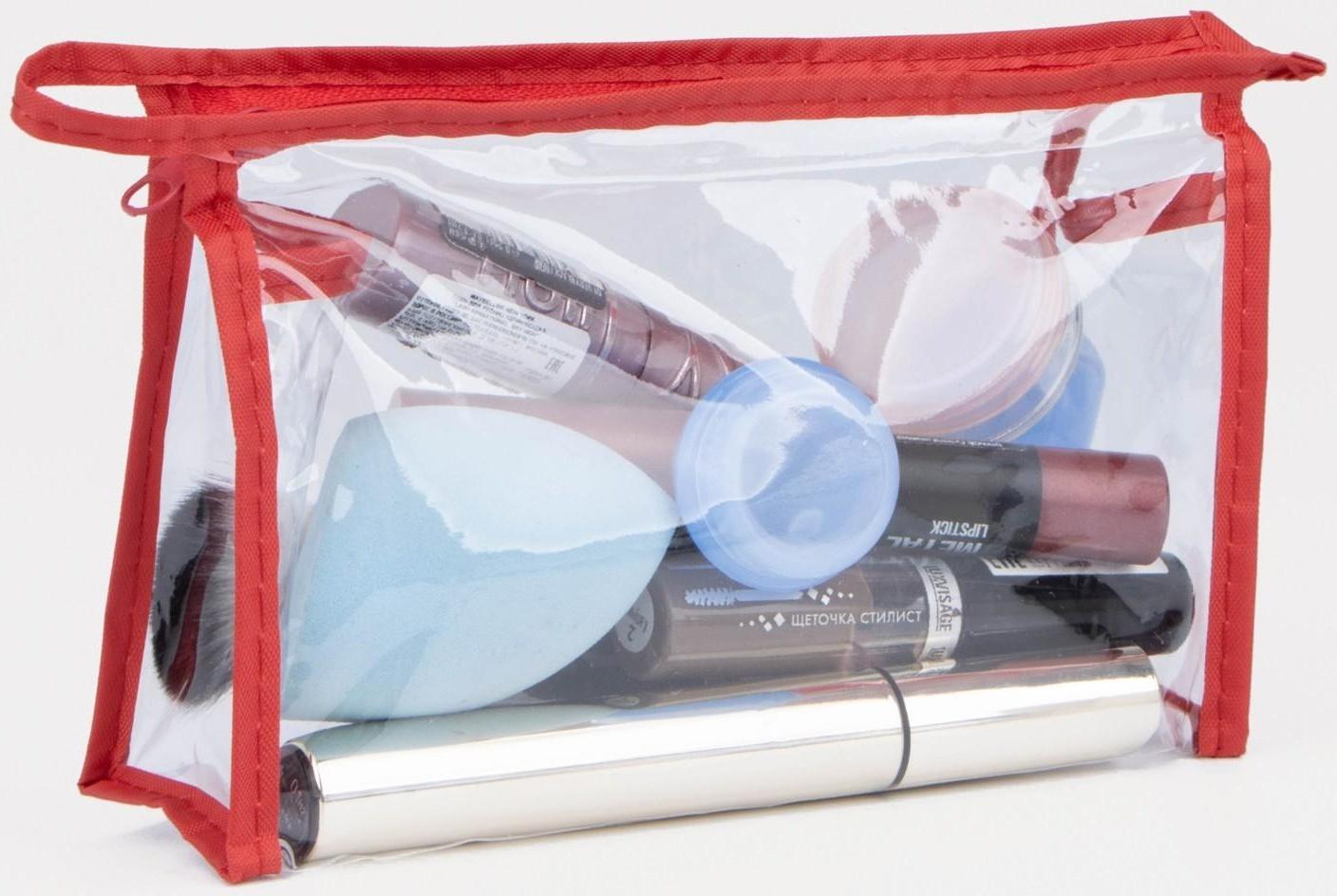 Косметичка на молнии, цвет красный