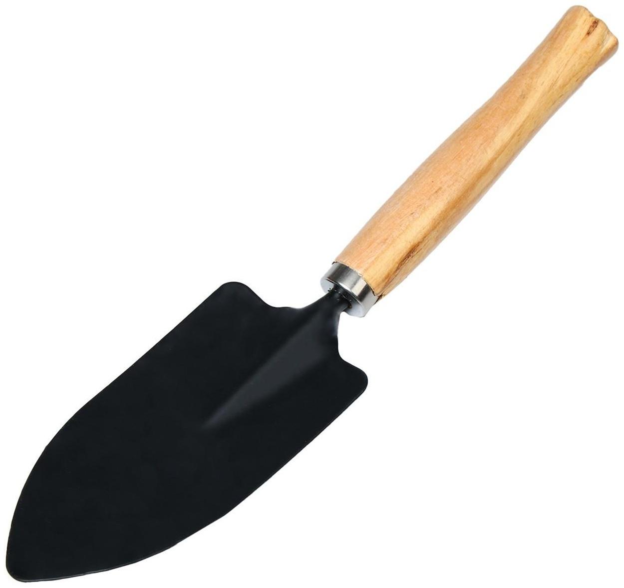 Набор садового инструмента, 2 предмета: рыхлитель, совок, длина 26 см, деревянные ручки