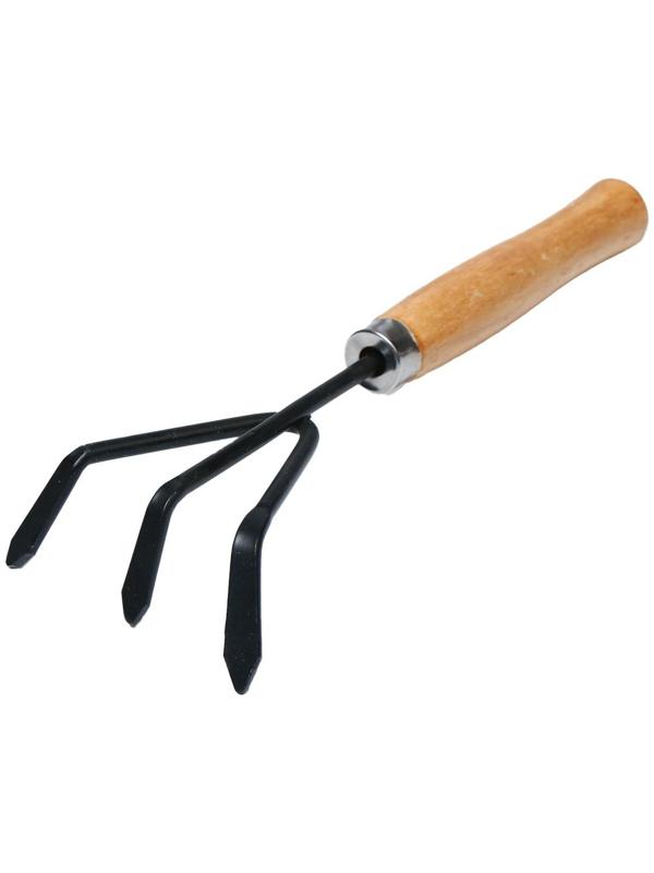 Набор садового инструмента, 2 предмета: рыхлитель, совок, длина 26 см, деревянные ручки