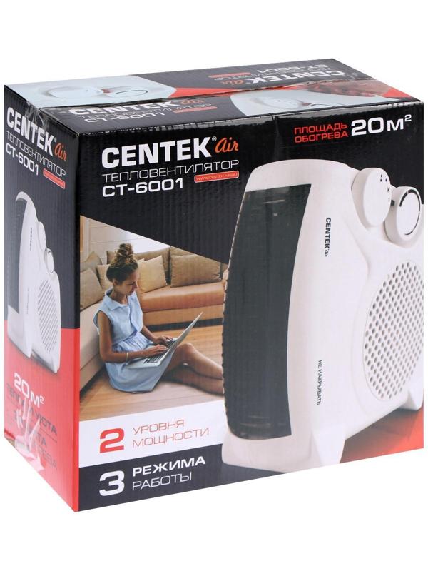 Тепловентилятор Centek CT-6001, спиральный, напольный, 2000 Вт, до 20 м², белый