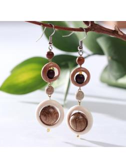 Серьги ручная работа, деревянные 